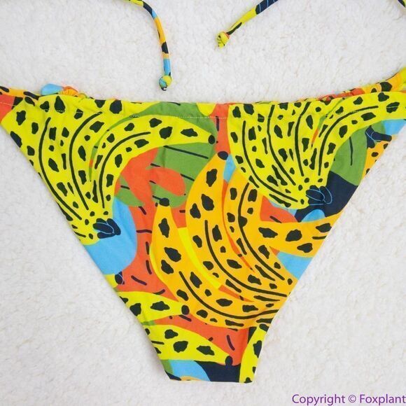 NEW It’s Now‎ Cool square top string bottom bikini in bananas, M - Picture 7 of 16